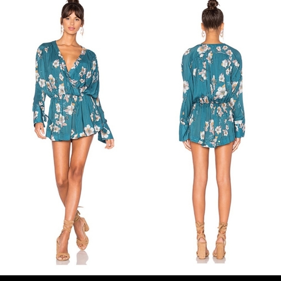 Free People Tuscan Dream floral blue boho tunic - Picture 3 of 10